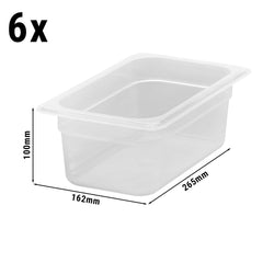(6 sztuk) CAMBRO | Pojemniki GN z polipropylenu 1/4 - mleczne - wysokość: 100 mm