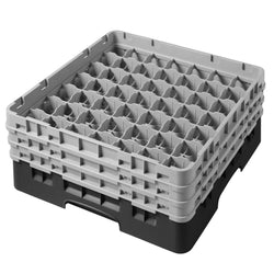 CAMBRO | CAMRACK® - kosz do mycia szklanek 1/1 - 49 przegródek - z 3 przedłużkami - 500x500mm - Czarny