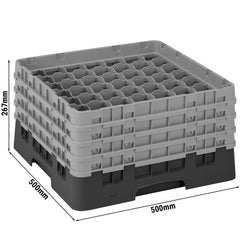 CAMBRO | CAMRACK® - kosz do mycia szklanek 1/1 - 49 przegródek - z 4 przedłużkami - 500x500mm - Czarny