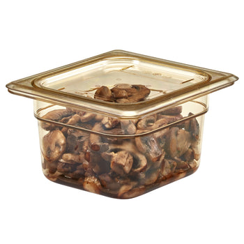 (6 szt.) CAMBRO | H-PAN™ - Żaroodporne płaskie pokrywki GN 1/6 - Bursztynowe - Prime Gastro