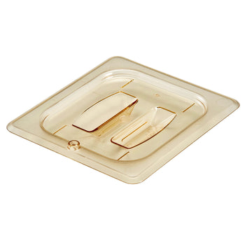(6 szt.) CAMBRO | H-PAN™ - Żaroodporne płaskie pokrywki GN 1/6 - z uchwytem - bursztynowe - Prime Gastro
