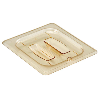 (6 szt.) CAMBRO | H-PAN™ - Żaroodporne płaskie pokrywki GN 1/6 - z uchwytem - bursztynowe - Prime Gastro