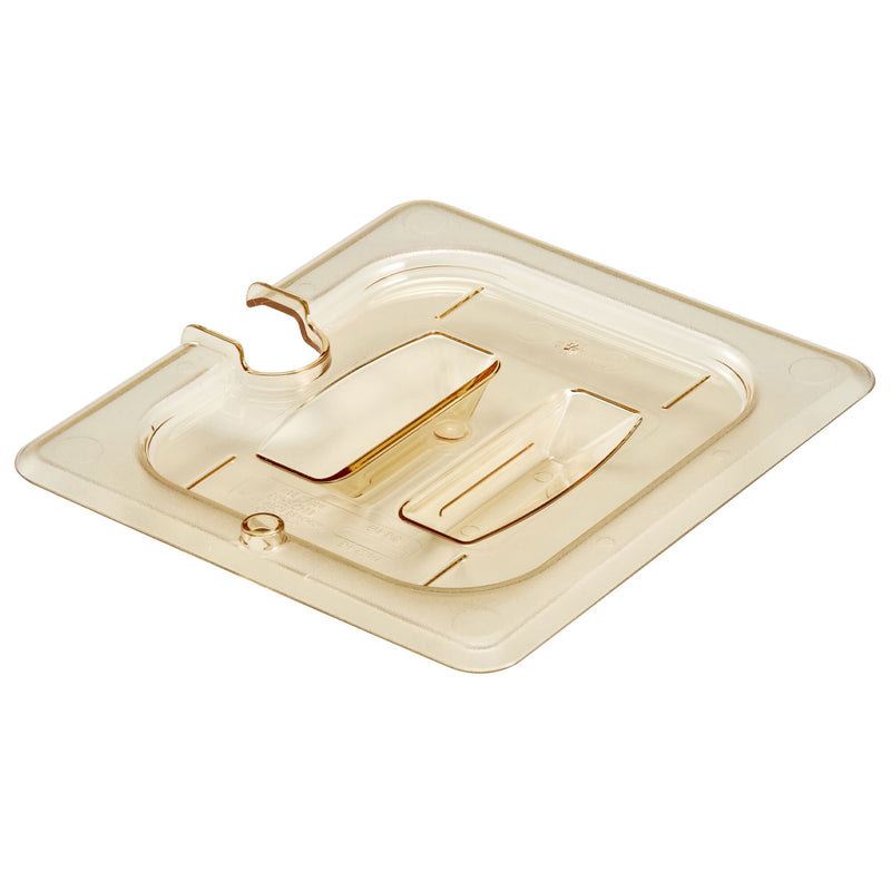 (6 szt.) CAMBRO | H - PAN™ - Żaroodporne pokrywki GN 1/6 - z wycięciem i uchwytem - bursztynowe