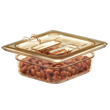 (6 szt.) CAMBRO | H-PAN™ - Żaroodporne pokrywki GN 1/6 - z wycięciem i uchwytem - bursztynowe - Prime Gastro
