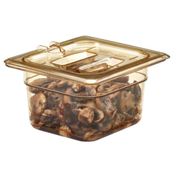 (6 szt.) CAMBRO | H - PAN™ - Żaroodporne pokrywki GN 1/6 - z wycięciem i uchwytem - bursztynowe