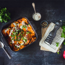 (6 sztuk) PEUGEOT | APPOLIA - Naczynie ceramiczne do zapiekania - kwadratowe - łupkowo - szare - 180mm