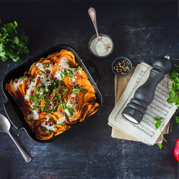 (6 sztuk) PEUGEOT | APPOLIA - Naczynie ceramiczne do zapiekania - kwadratowe - satynowe czarne - 180mm - Prime Gastro