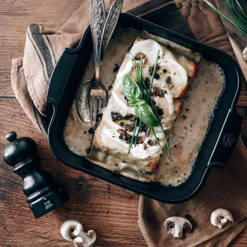 (6 sztuk) PEUGEOT | APPOLIA - Naczynie ceramiczne do zapiekania - kwadratowe - satynowe czarne - 180mm - Prime Gastro