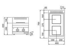 Elektryczna Kuchenka - 5,2 kW - 2 Płyty kwadratowe