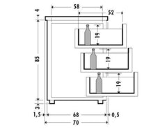 Drawer cabinet for a refrigerated bar table - consisting of: 3x 1/3