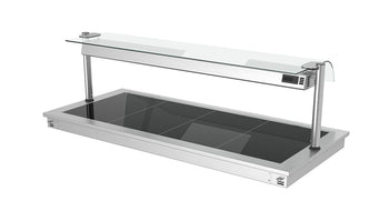 Płyta grzewcza wbudowana - 1,5m - 4x GN 1/1 - ze szklaną ochroną przed kaszlem - Prime Gastro