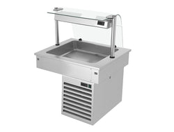 Wanna chłodnicza wbudowana - 0,8m - +2 ~ +8 °C - 2x GN 1/1 - ze szklaną ochroną przed kaszlem