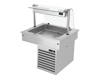 Wanna chłodnicza wbudowana - 0,8m - +2 ~ +8 °C - 2x GN 1/1 - ze szklaną ochroną przed kaszlem - Prime Gastro