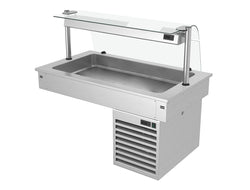 Wanna chłodnicza wbudowana - 1,1m - +2 ~ +8 °C - 3x GN 1/1 - ze szklaną ochroną przed kaszlem