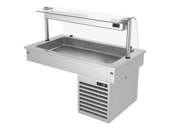 Wanna chłodnicza wbudowana - 1,1m - +2 ~ +8 °C - 3x GN 1/1 - ze szklaną ochroną przed kaszlem - Prime Gastro