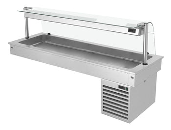 Wanna chłodnicza wbudowana - 1,8m - +2 ~ +8 °C - 5x GN 1/1 - ze szklaną ochroną przed kaszlem - Prime Gastro