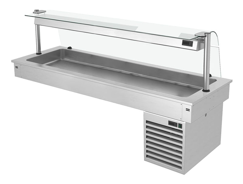 Wanna chłodnicza wbudowana - 1,8m - +2 ~ +8 °C - 5x GN 1/1 - ze szklaną ochroną przed kaszlem