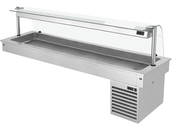Wanna chłodnicza wbudowana - 2,1m - +2 ~ +8 °C - 6x GN 1/1 - ze szklaną ochroną przed kaszlem - Prime Gastro