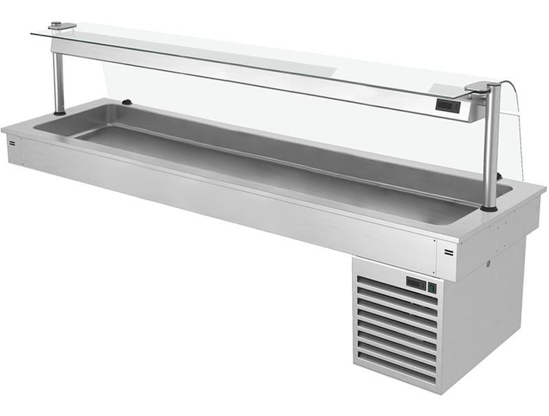 Wanna chłodnicza wbudowana - 2,1m - +2 ~ +8 °C - 6x GN 1/1 - ze szklaną ochroną przed kaszlem