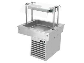 Wanna chłodnicza wbudowana - 0,8m - +2 ~ +8 °C - 2x GN 1/1 - ze szklaną ochroną przed kaszlem - Prime Gastro