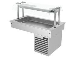 Wanna chłodnicza wbudowana - 1,1m - +2 ~ +8 °C - 3x GN 1/1 - ze szklaną ochroną przed kaszlem