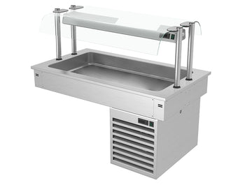 Wanna chłodnicza wbudowana - 1,1m - +2 ~ +8 °C - 3x GN 1/1 - ze szklaną ochroną przed kaszlem - Prime Gastro