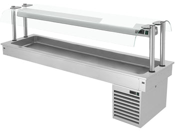 Wanna chłodnicza wbudowana - 2,1m - +2 ~ +8 °C - 6x GN 1/1 - ze szklaną ochroną przed kaszlem - Prime Gastro