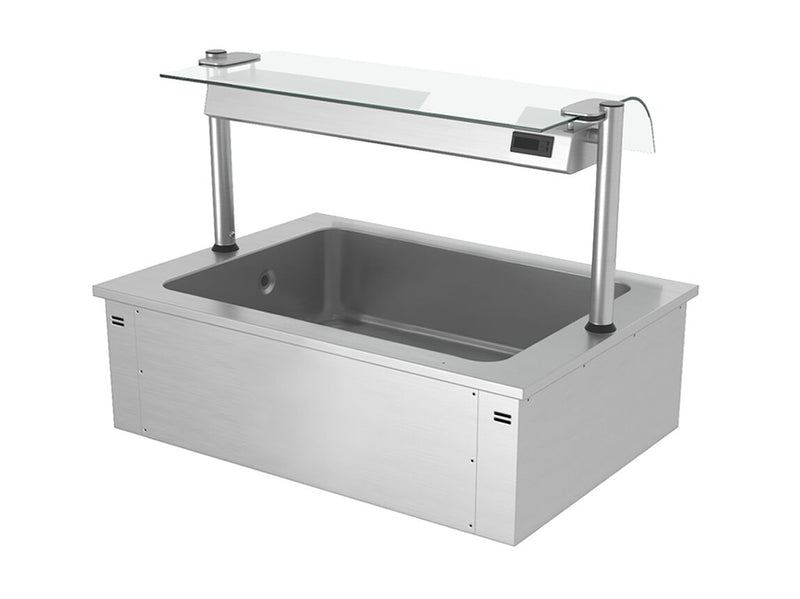 Wbudowana wanna do ekspozycji na lodzie - 1,1 m - 3x GN 1/1 - ze szklaną ochroną przed kaszlem