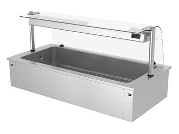 Wbudowana wanna do ekspozycji na lodzie - 1,8m - 5x GN 1/1 - ze szklaną ochroną przed kaszlem - Prime Gastro