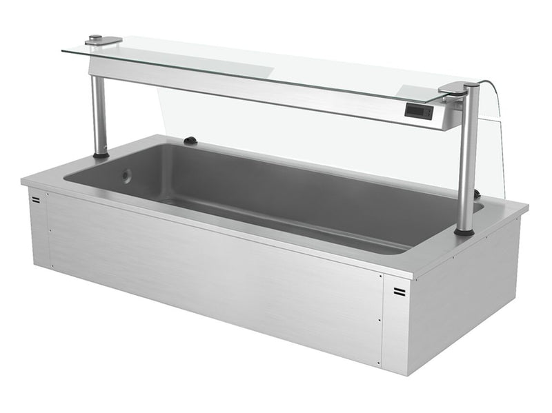 Wbudowana wanna do ekspozycji na lodzie - 1,8m - 5x GN 1/1 - ze szklaną ochroną przed kaszlem