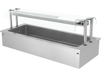 Wbudowana wanna do ekspozycji na lodzie - 2,1m - 6x GN 1/1 - ze szklaną ochroną przed kaszlem - Prime Gastro