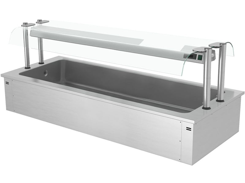 Wbudowana wanna do ekspozycji na lodzie - 2,1m - 6x GN 1/1 - ze szklaną ochroną przed kaszlem