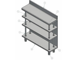 Stół roboczy barowy ze stali nierdzewnej z 4 półkami 1000x300