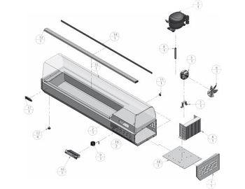 Witryna chłodnicza nadstawna PREMIUM PLUS - 1493x353mm - 6x GN 1/4 - Prime Gastro