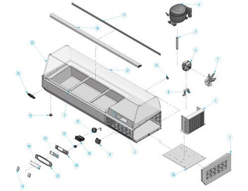 Nadstawna witryna chłodnicza Premium PLUS - 1328x413mm - 4x GN 1/3 - Prime Gastro