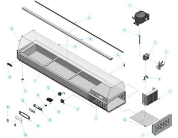 Nadstawna witryna chłodnicza Premium PLUS - 1976x413mm - 8x GN 1/3 - Prime Gastro