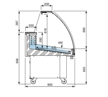 Lada chłodnicza do ryb - 1640mm - z oświetleniem LED - Prime Gastro