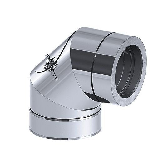Kąt czyszczenia 90 ° - z otworem rewizyjnym - ze stali nierdzewnej - Ø 300 mm