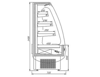 Witryna chłodnicza naścienna - 600 mm - z oświetleniem LED i 3 półkami - włącznie z kurtyną nocną - Prime Gastro