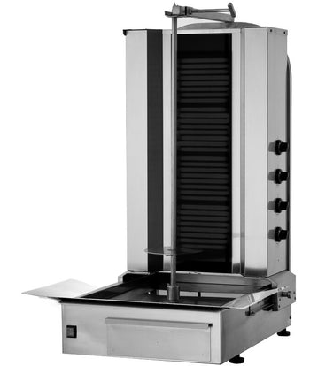 Grill elektryczny do gyrosa/kebaba- 4 palniki - maks. 80 kg - włącznie z drzwiami na zawiasach - Prime Gastro