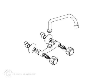 Kran mieszający naścienny z dwoma otworami 1000 - Prime Gastro