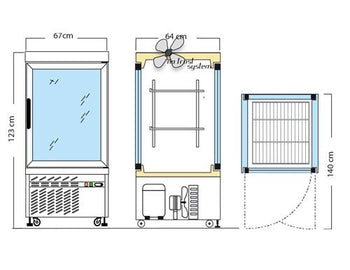 Witryna panoramiczna - 230 litrów - 670 mm - 2 półki - srebrna - Prime Gastro