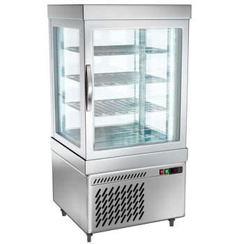 Witryna mroźnicza panoramiczna - 230 litrów - 670 mm - 3 półki - srebrna - Prime Gastro