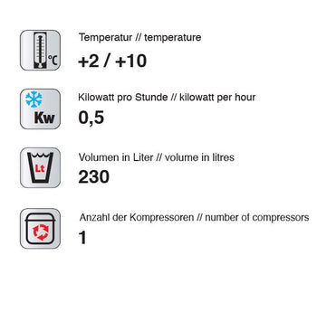 Witryna panoramiczna - 230 litrów - 670 mm - 3 półki obrotowe - srebrna - Prime Gastro