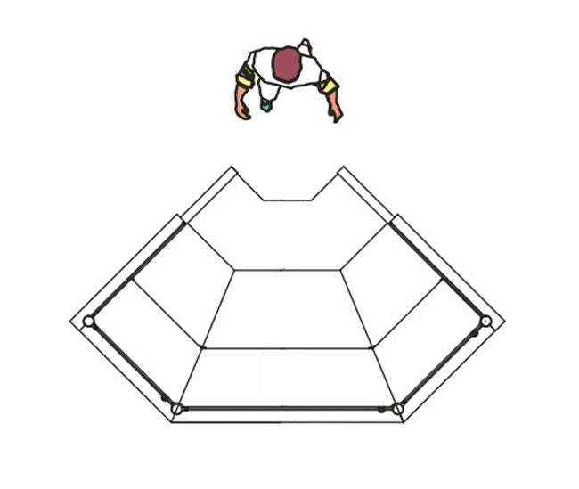 Narożna witryna cukiernicza - 1050 mm - 2 półki