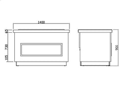 Lada bufetowa PRAG - 1400 mm - z bemarem - dla 3x GN 1/1