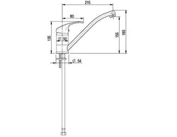 Kran mieszający z jednym otworem 8000 - z obrotowym kranem & mieszaczem jednouchwytowym