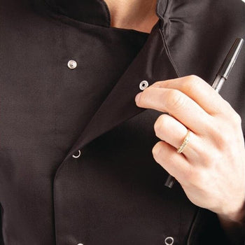 Kurtka szefa kuchni Vegas - czarna - długi rękaw - rozmiar S - Prime Gastro