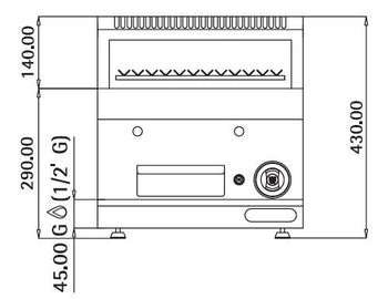 Grill gazowy z kamienia lawowego - 7 kW - Uchylny ruszt grillowy - Prime Gastro