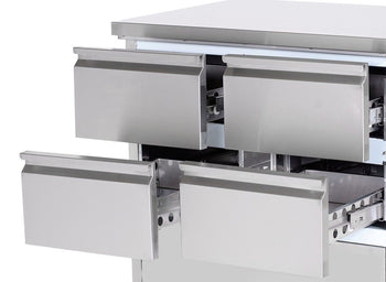 Stół chłodniczy ECO - 2230x700 mm - z 1 drzwiami & 6 szufladami & z panelem tylnym - Prime Gastro
